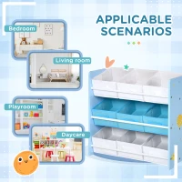 ZONEKIZ Kids Storage Rack, with Nine Removable Baskets, for Nursery, Bedroom, Playroom - Blue(m-7)