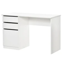 HOMCOM Schreibtisch Computertisch mit 2 Schubladen Schrank Arbeitstisch Bürotisch große Tischplatte modern Weiß 120 x 50 x 75 cm(m-9)