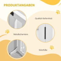 PawHut Absperrgitter Hunde Türschutzgitter Schutzgitter aus Holz Freistehendes Hundegitter mit Tür Hundeabsperrgitter Konfigurationsgitter für Kamin & Ofen Weiß 113-166 x 36 x 71 cm(m-7)
