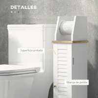 kleankin Portarollos para Baño Moderno Mueble Auxiliar de Baño con Estantes Ajustables y Portarrollos de Papel 18x20x80 cm Blanco(m-5)