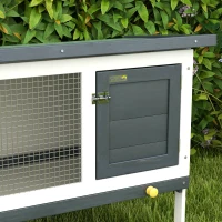 PawHut Clapier sur pied cage à lapin avec niche intérieur toit ouvrant porte verrouillable 90 x 45 x 65 cm gris foncé blanc(m-9)