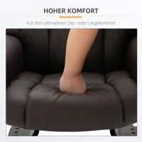 HOMCOM Relaxsessel mit Hocker, 360°drehbarer Fernsehsessel mit Massage, Liegefunktion, Massagesessel mit Seitentasche, Liegesessel, Kunstleder für Wohnzimmer Braun(m-6)