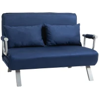 HOMCOM Schlafsofa, 5-fach verstellbar, Wildlederimitat, Metallrahmen, inkl. Kissen, Marineblau(m-10)