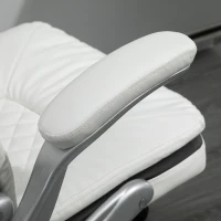 HOMCOM Fauteuil de bureau manager gaming style baquet racing dossier assise capitonné revêtement synthétique blanc noir(m-9)