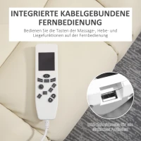 HOMCOM Massagesessel Aufstehhilfe Seniorensessel, inkl. Fernbedienung, 4 Massagemodi, 90  cm x 98 cm x 102 cm, Creme(m-8)