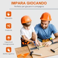HOMCOM Banco da Lavoro Giocattolo Pieghevole con 68 Attrezzi Inclusi per Bambini 3-6 Anni, Blu e Grigio, 40x43x72cm(m-7)