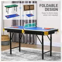 SPORTNOW Tavolo da Gioco Pieghevole 2 in 1 per Biliardo e Ping pong con Accessori Inclusi, 140x63x60-80 cm(m-6)