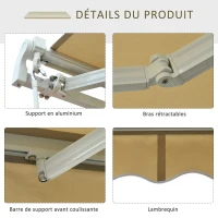 Outsunny Store banne Manuel rétractable alu. Angle Réglable Polyester imperméabilisé Haute densité 3,5L x 2,5l m Beige(m-6)