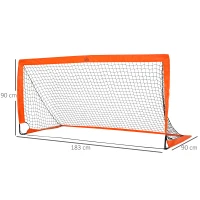 HOMCOM Set of 2 Football Goal Net 6 x 3 ft Foldable Outdoor Sport Training Teens Adults Football with Carrying Bag Orange(m-3)