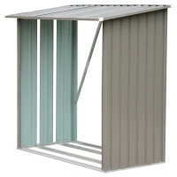 HOMCOM Stockage de bûches abri à bûches extérieur 163L x 89l x 155H cm surface sol 1,13 m² toit incliné acier galvanisé gris(m-6)