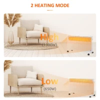 HOMCOM POWER Convector Radiator Freestanding or Wall-mounted Heating with 2 Heat Settings Safety Cut-Off, White(m-9)