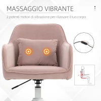 Vinsetto Sedia da Ufficio Massaggiante a 2 Punti con Cuscino e Braccioli, in Tessuto, 57x70x78-86 cm, Rosa(m-4)