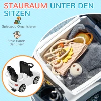 AIYAPLAY 3-in-1 Rutschauto, abnehmbare Schiebestange, Hupe, Musik, Stauraum, für 1-3 Jahre, Weiß(m-7)
