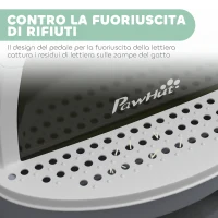 PawHut Lettiera per Gatti Chiusa con Vassoio Estraibile, Paletta e Filtro ai Carboni Attivi, Grigio(m-6)