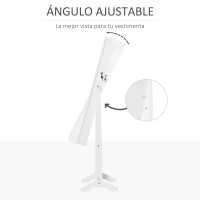 HOMCOM Espejo Joyero de Pie con Ángulo Ajustable y Ranuras para Pendientes Anillos y Collares 46x36,5x151,5 cm Blanco(m-5)