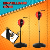 HOMCOM Kinder Boxstand, Boxsack,Punchingball Set mit Boxhandschuhe, Boxset für Kinder, höhenverstellbar Reaktionstraining, Schwarz+Rot, 38 x 38 x 78-120 cm(m-4)