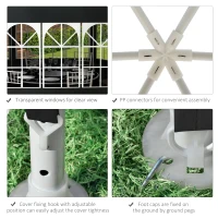 Outsunny 4 m Party Tent Wedding Gazebo Outdoor Waterproof PE Canopy Shade with 6 Removable Side Walls(m-4)