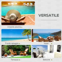 Outsunny Lettino Prendisole a 2 Posti, Sdraio in Acciaio e Rattan, Schienale Regolabile, 196 x 120 x 28cm Grigio(m-7)