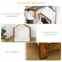 PawHut Niche d'intérieur pour chien en bois et tissu style cabane scandinave avec coussin moelleux(m-6)