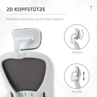 Vinsetto Bürostuhl mit Wippfunktion höhenverstellbarer Computerstuhl ergonomischer Drehstuhl mit Armlehne Kopfstütze Samtoptik 63 x 64 x 118-128 cm Hellgrau(m-6)