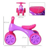 HOMCOM Baby Balance Bike Toddler Training Walker Smooth Rubber Wheels Ride on Toy Storage Bin Gift for Boys Girls Violet Fuchsia(m-3)