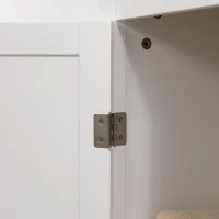 Kleankin Armario Alto para Baño Mueble Columna de Baño con 3 Estantes Abiertos y Armario de Puerta Balda Ajustable Interior Carga Máx. 40kg 35x30x170 cm Blanco(m-9)