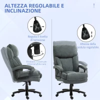 HOMCOM Sedia da Ufficio Rinforzata Capacità 200kg, Girevole e Inclinabile in Tessuto Vellutato, Grigio(m-5)