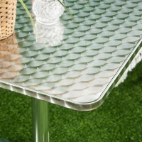 HOMCOM Height Adjustable Bistro Table Pub Bar Square Table Stainless Steel Top Aluminium Edge 60 x 60cm(m-7)
