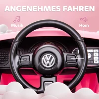 AIYAPLAY Elektro-Kinderfahrzeug, VW Käfer, 3-5 km/h, mit Fernbedienung & Musik, Rosa(m-7)