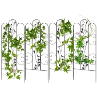 Outsunny Juego de 4 Enrejados de Jardín Soportes para Enredaderas de Acero para Plantas Trepadoras y Decoración 40x106 cm Negro(m-11)