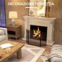 HOMCOM Parascintille per Camino Pieghevole a 3 Pannelli in Metallo con Design Classico, 96x60cm, Nero(m-6)