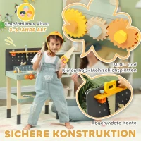 AIYAPLAY Spielwerkbank, mit Werkzeug-Set, robust, für 3-6 Jahre, 58 x 31 x 77,5 cm, Hellblau(m-6)