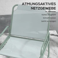 Outsunny 3-teiliges Gartenmöbelset, 2 Stühle mit atmungsaktivem Stoffbezug, 1 runder Tisch Ø60 cm, Grün(m-6)