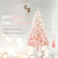 HOMCOM 6FT Pink Artificial Christmas Tree Holiday Home Decoration Ornament w/ Metal Stand Fully Pretty Home Office Joy(m-8)