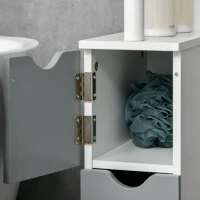 kleankin Mueble de Baño con Puertas y Estantes Abiertos Armario de Baño Estilo Moderno 15,2x29,8x118 cm Gris(m-8)