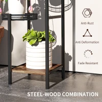 Outsunny Four-Tier Steel Plant Stand - Black(m-5)