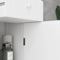 HOMCOM Mobiletto a Colonna Bagno Salvaspazio in MDF Bianco, Armadietto Bagno Multifunzione per Camera con 3 Ripiani 34x24x170cm(m-9)