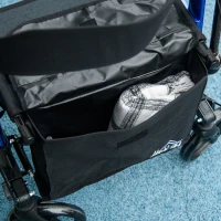 HOMCOM 4 Wheel Rollator with Seat and Back, Folding Mobility Walker with Carry Bag, Adjustable Height, Dual Brakes, Cane Holder, Lightweight Aluminium Walking Frame for Seniors and Disabled, Blue(m-9)