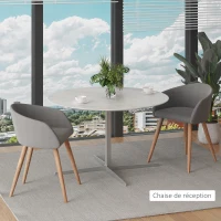 HOMCOM Lot de 2 chaises de salle à manger chaise de cuisine Design scandinave - Pieds inclinés effilés Bois Caoutchouc - Assise Dossier accoudoirs ergonomiques Aspect Lin Gris(m-7)