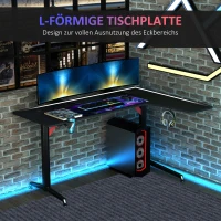 HOMCOM Gaming Tisch PC Tisch Schreibtisch mit Kopfhörerhaken Getränkehalterung Computertisch Metall MDF Schwarz+Rot 157 x 111,8 x 74 cm(m-7)