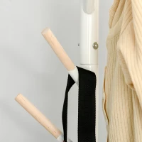 HOMCOM Garderobenständer mit 6 Haken Standgarderobe mit Metallfuß Kleiderständer Flurgarderobe Metall Weiß 35 x 35 x 174 cm(m-7)