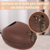 PawHut Cueva Gato Cama para Gato de Forma de Cáscara Semi-Cerrado Casa para Gatos Interior Desmontable Fieltro 47x38x24cm(m-4)