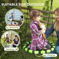 AIYAPLAY 60cm Diameter Kid Nest Swing Seat with Height Adjustable Ropes, for Outdoor, Indoor, Black/Green(m-6)