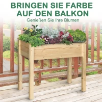 Outsunny Hochbeet, Pflanzkasten, Blumenkasten, Blumentopf, Kräuterbeet mit Abflusslöchern, Vliesstofftuch, Massivholz Natur 86 x 46 x 76 cm(m-4)