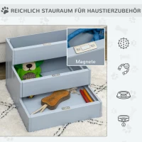 PawHut Hundetreppe 3 Stufen 38 cm Hoch Haustiertreppe für kleine bis mittelgroße Hunde Katzentreppe Hunderampe Einstiegshilfe für Bett, Sofa, Couch und Auto Grau(m-5)