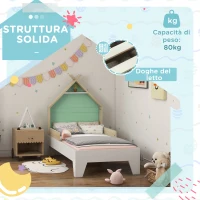 AIYAPLAY Letto per Bambini 3-8 Anni a Casetta con Sponde in Legno, 144x74x110cm, Verde(m-4)