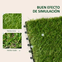 Outsunny Césped Sintético de 10 Piezas 30x30 cm con Altura de Hierba 25 mm Anti-UV Alfombra Césped Artificial Verde Oscuro(m-6)