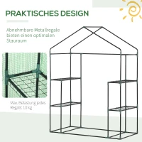 Outsunny Foliengewächshaus Gewächshaus mit 6 Regalebenen begehbares Gartenhäuschen Treibhaus Tomatenhaus Pflanzenhaus mit aufrollbarem Eingang Frühbeet Grün 141 x 72 x 191 cm(m-7)