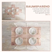 HOMCOM 5-teilige Essgruppe Esstisch mit Stühlen Sitzgruppe, Moderndesign, Natur + Weiß(m-5)