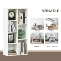 HOMCOM Libreria Moderna a Cubi con 7 Ripiani, in Legno Truciolato, 50x24x106 cm, Bianca(m-4)